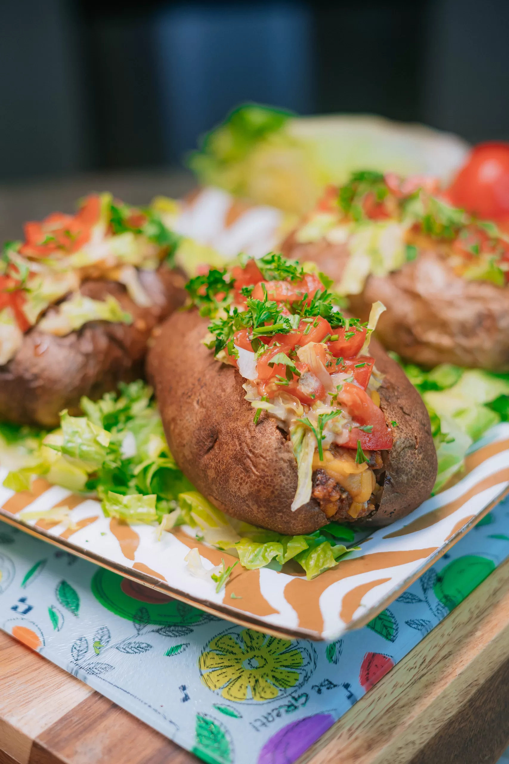 Vegan Cheeseburger Stuffed Potatoes